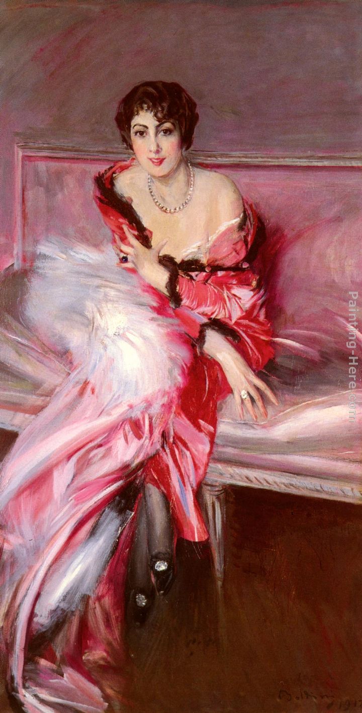Portrait Of Madame Juillard In Red painting - Giovanni Boldini Portrait Of Madame Juillard In Red art painting